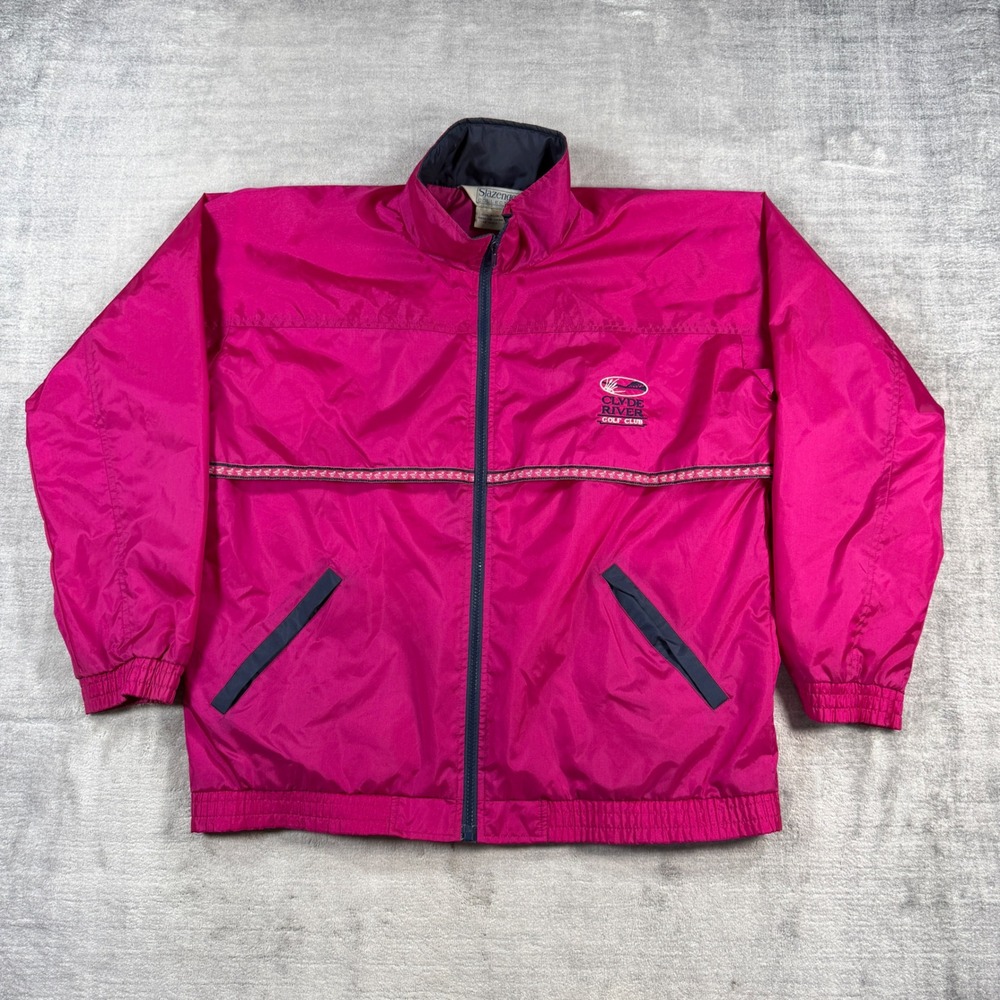 Slazenger Jacket Womens Medium Pink Vtg 80s Windbreaker Clyde River Golf Club